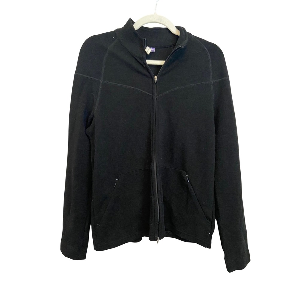 Ibex Womens Merino Wool Full Zip Jacket Black‎ Mock Neck  Large